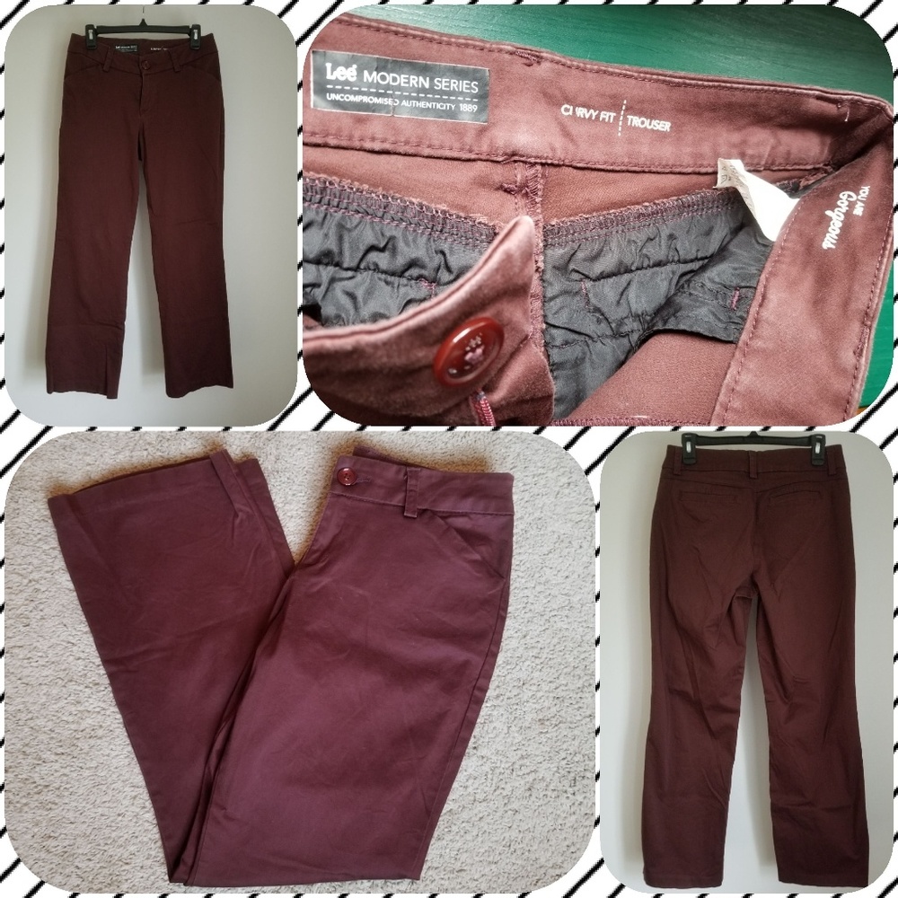 Lee Curvy Fit 8 Short Pant Maroon Red Plum trouser